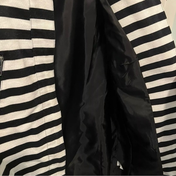 Halogen Black White Stripe Long Front Zip Lined Jacket Duster Size S - Picture 7 of 8
